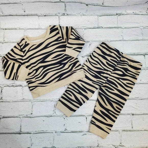 Zebra Girls Fleece Lined Sweatshirt and Sweatpants Matching Set Winter Clothes - Picture 1 of 7